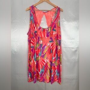 Secret Treasures Vibrant Pink and‎ Orange Sleep Dress Knit Chemise w Lace Sz 3X